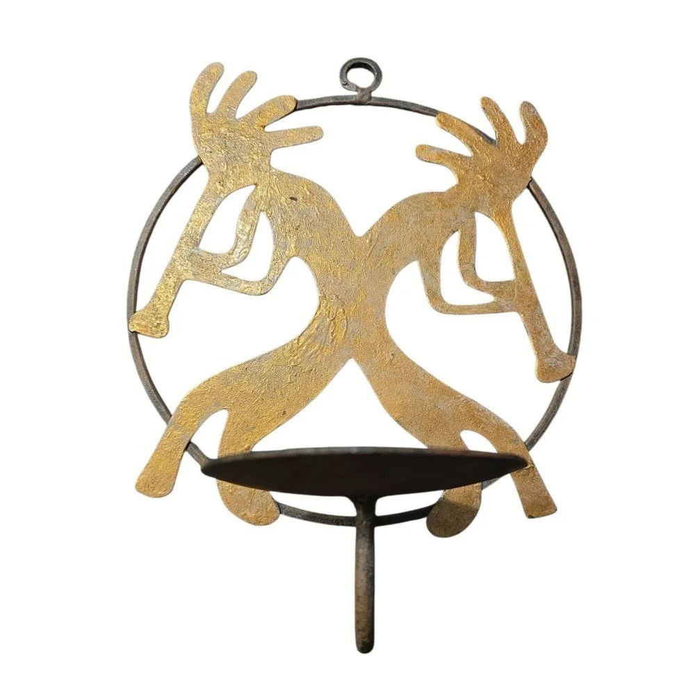 Kokopelli Candle Holder Southwestern Metal Art‎ Candle Wall Sconce Set